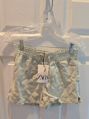 Zara Light Sage Drawstring Waist Shorts